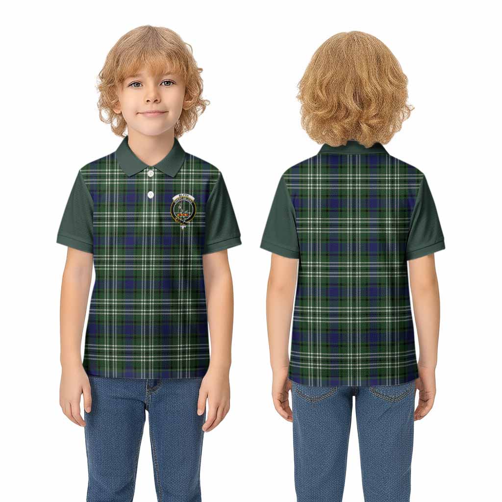 Blyth Tartan Accent Kid Polo Shirt with Family Crest