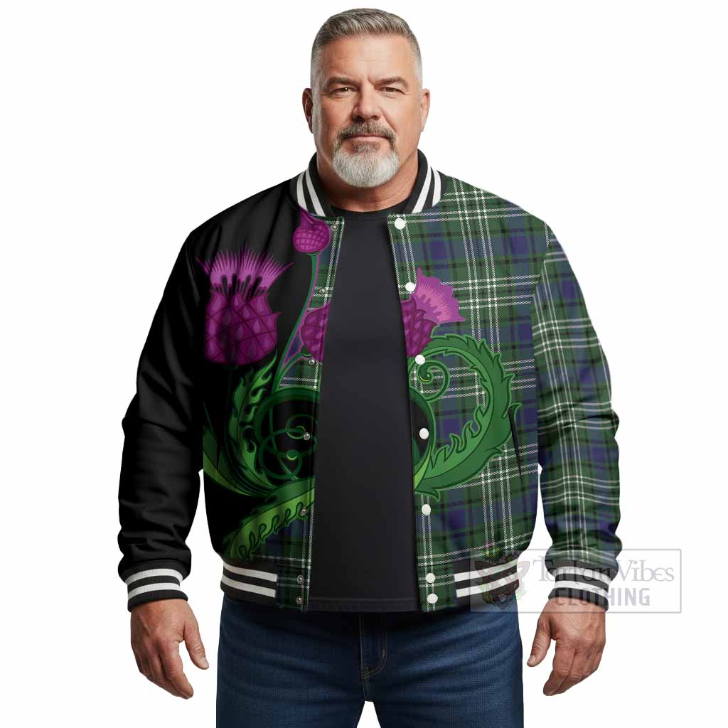 Blyth Tartan Baseball Jacket Traditional Scottish Thistle - Tartan Vibes Clothing