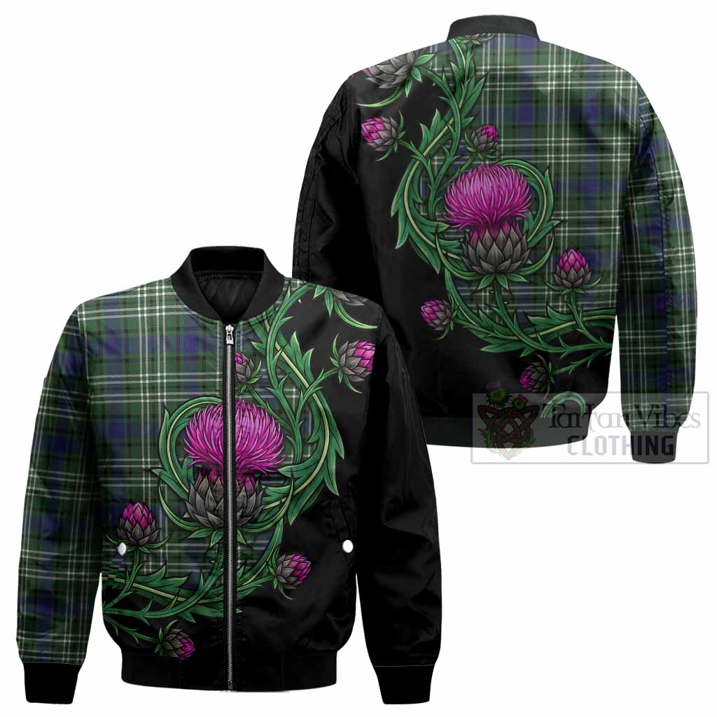 Blyth Tartan Bomber Jacket Resilient Scottish Thistle - Tartan Vibes Clothing
