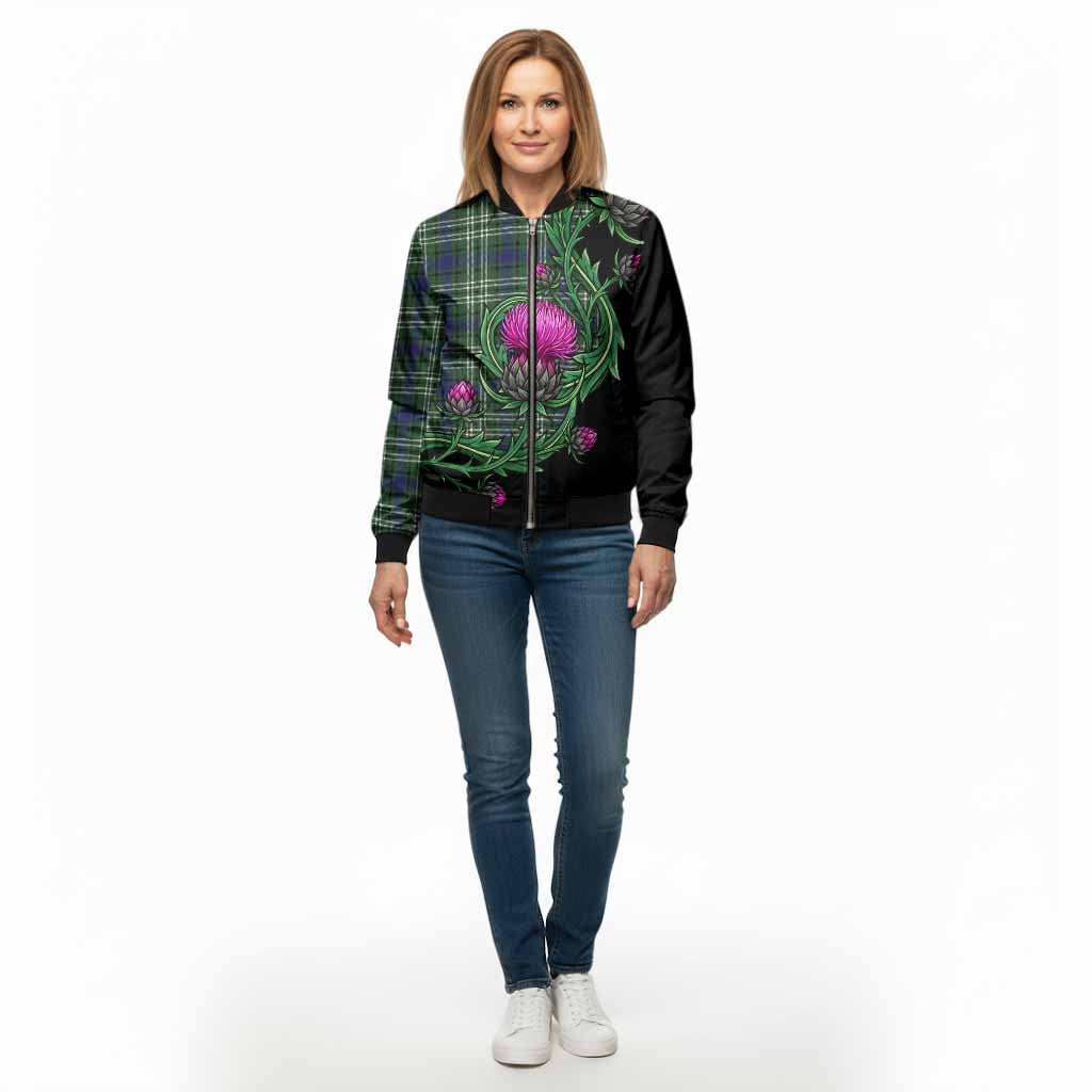 Blyth Tartan Bomber Jacket Resilient Scottish Thistle - Tartan Vibes Clothing
