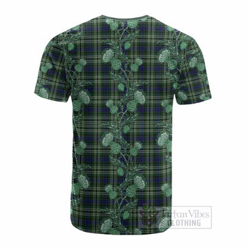 Blyth Tartan Cotton T-shirt Seamless Scottish Thistle Flowers