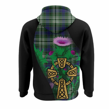 Blyth Tartan Crest Hoodie Celtic Cross Thistle Flowers