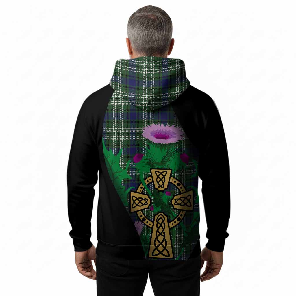 Blyth Tartan Crest Hoodie Celtic Cross Thistle Flowers