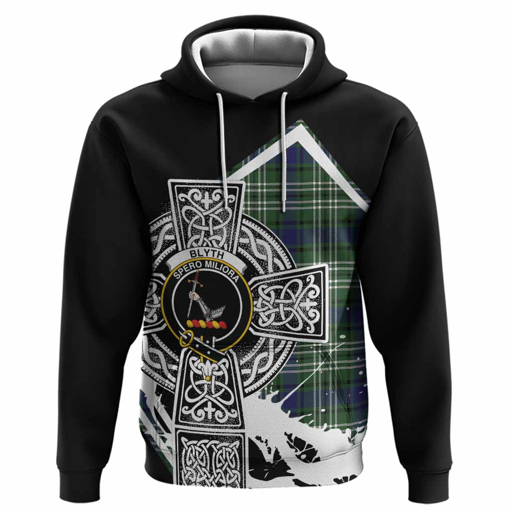 Blyth Tartan Crest Hoodie Scottish Celtic Cross Heritage