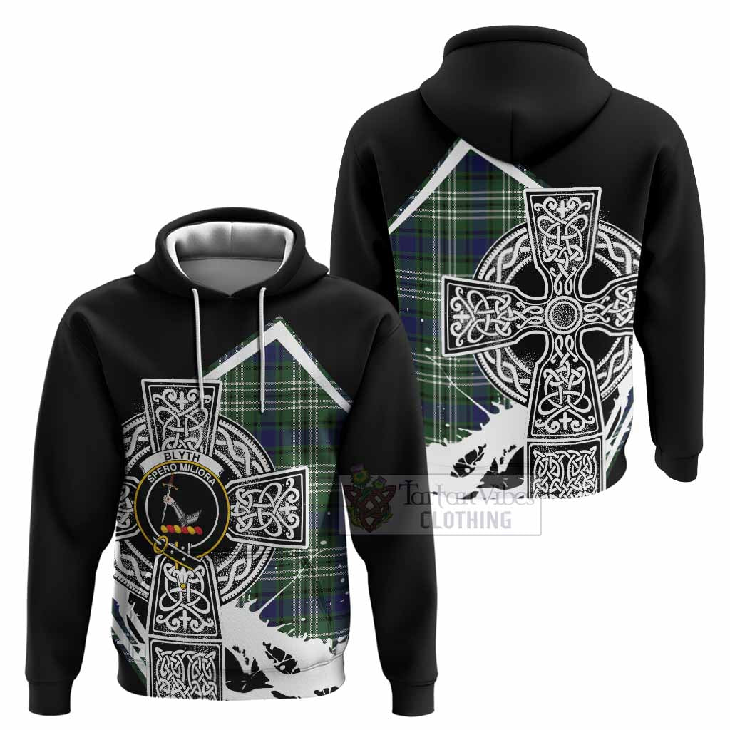 Blyth Tartan Crest Hoodie Scottish Celtic Cross Heritage