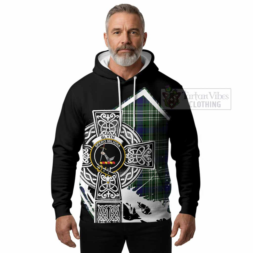 Blyth Tartan Crest Hoodie Scottish Celtic Cross Heritage