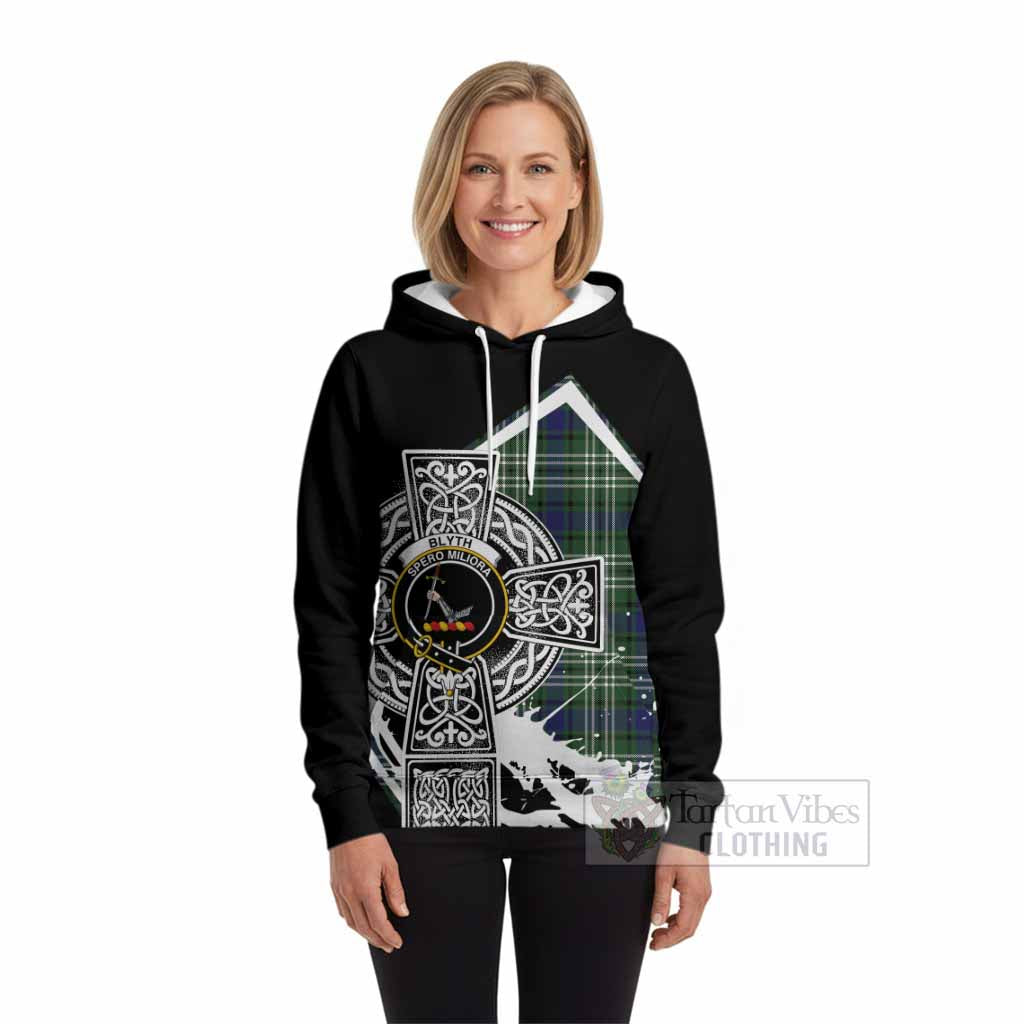 Blyth Tartan Crest Hoodie Scottish Celtic Cross Heritage