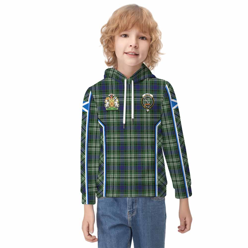 Blyth Tartan Crest Kid Hoodie Scotland Coat of Arm Flag Style - Tartan Vibes Clothing