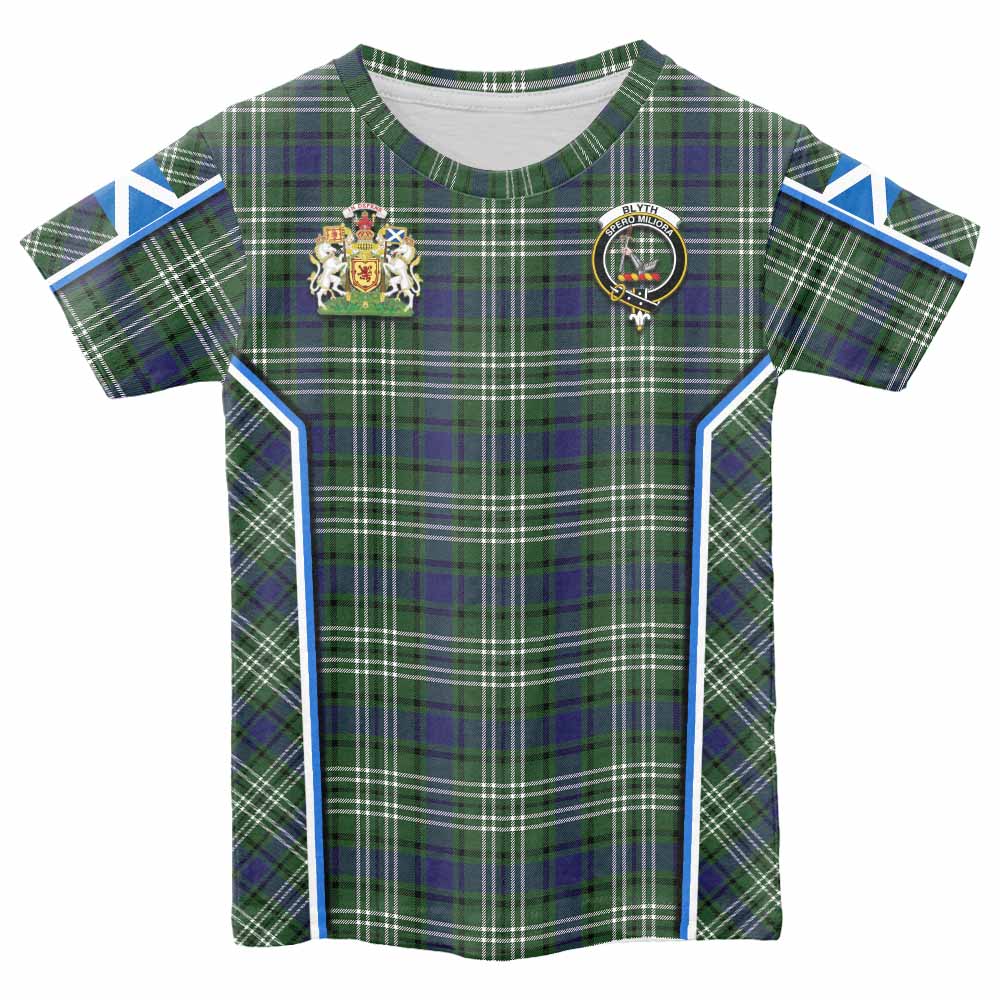 Blyth Tartan Crest Kid T-shirt Scotland Coat of Arm Flag Style - Tartan Vibes Clothing