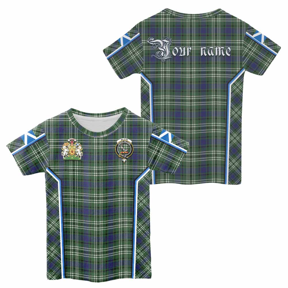 Blyth Tartan Crest Kid T-shirt Scotland Coat of Arm Flag Style - Tartan Vibes Clothing