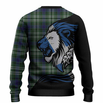 Blyth Tartan Crest Knitted Sweater Scottish Golden Lions Wave Flow