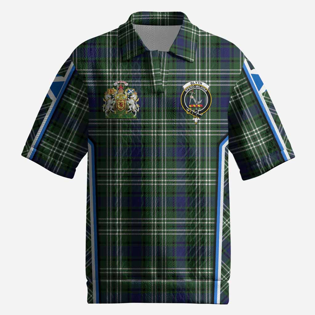 Blyth Tartan Crest Men’s Polo Sweater Top Scotland Coat of Arm Flag Style