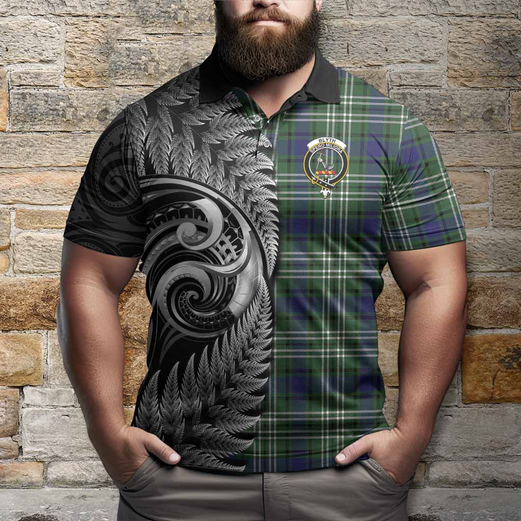 Blyth Tartan Crest Polo Shirt With New Zealand Silver Fern Maori Koru