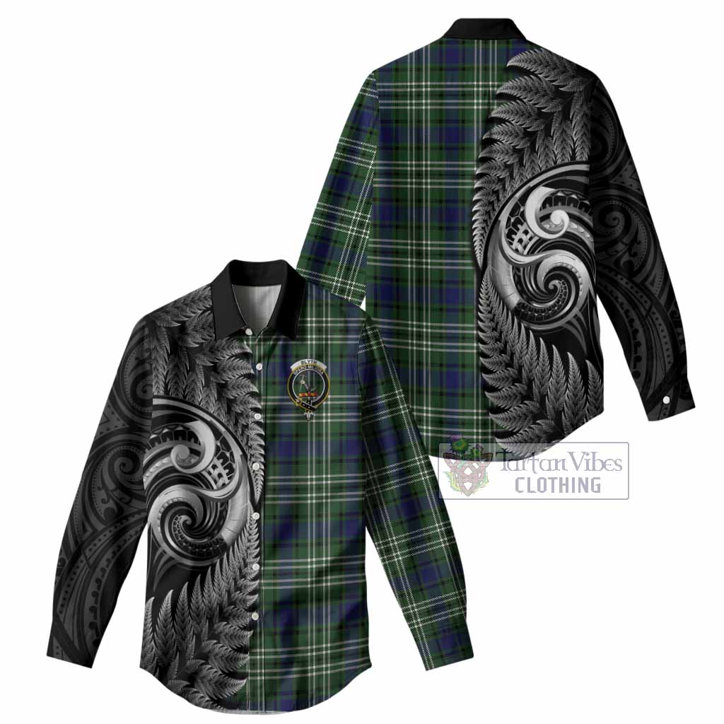 Blyth Tartan Crest Women Casual Shirt With New Zealand Silver Fern Maori Koru