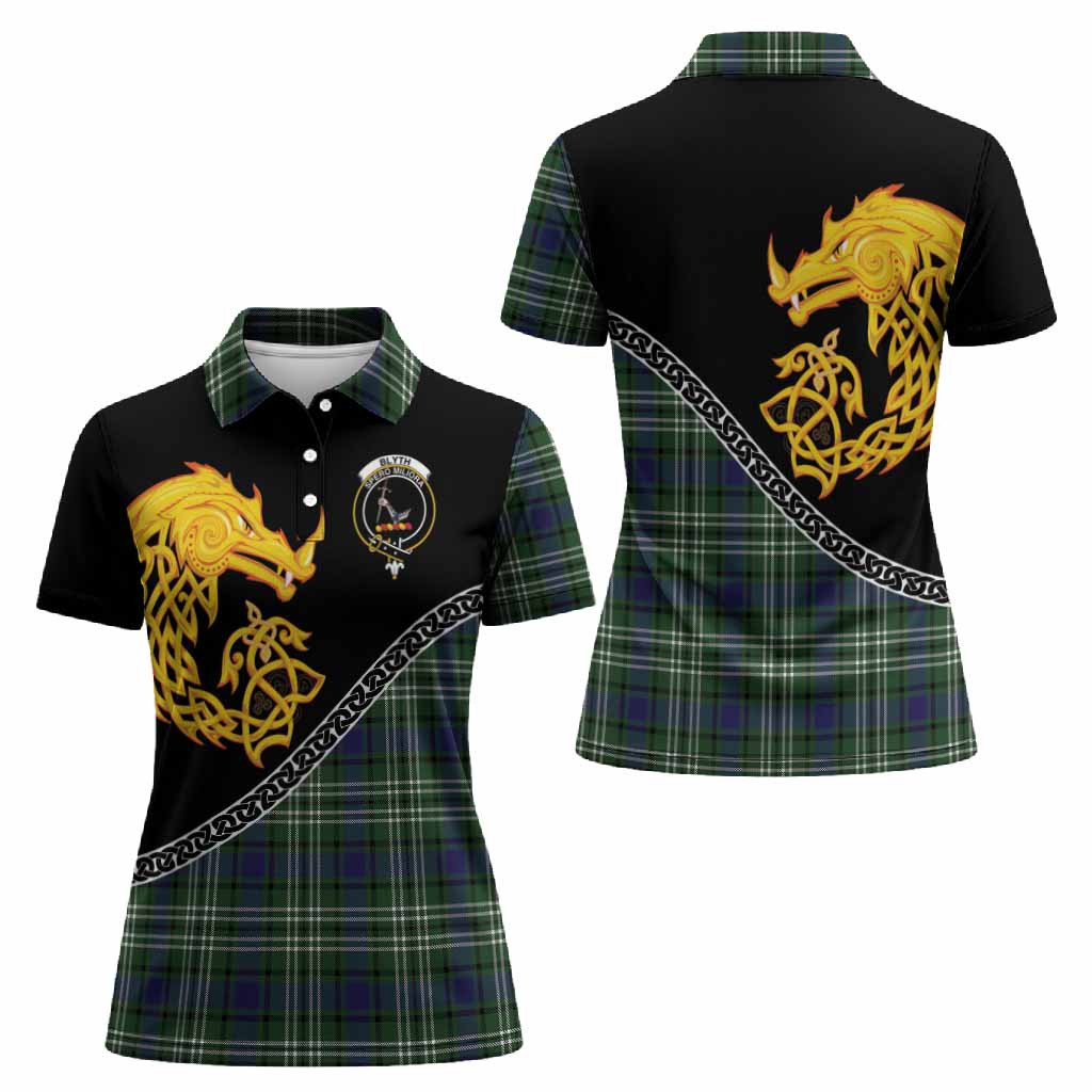Blyth Tartan Crest Women Polo Shirt Legendary Dragon Knot Half Style