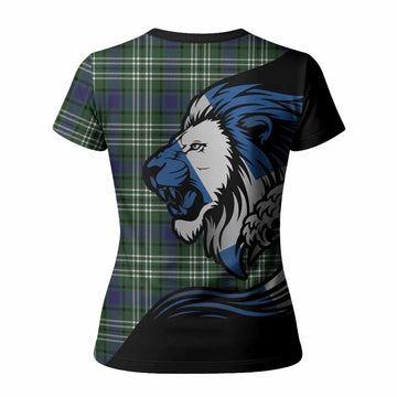 Blyth Tartan Crest Women T shirt Scottish Golden Lions Wave Flow