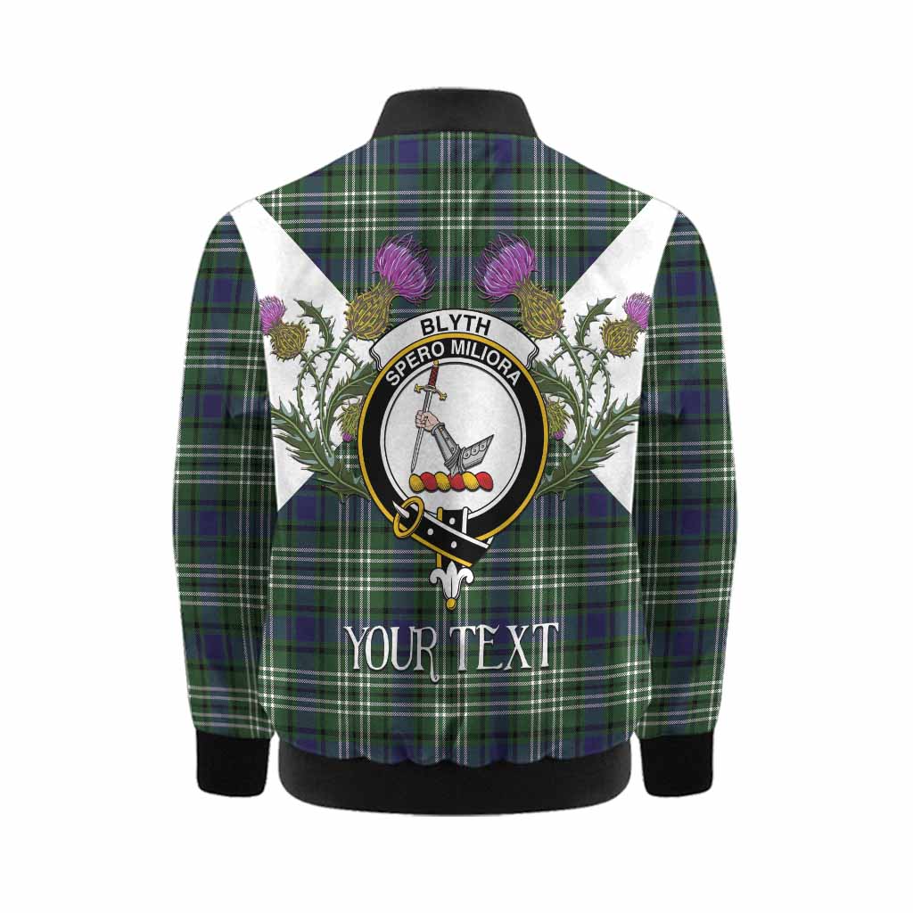 Blyth Tartan Family Crest Kid Bomber Jacket Scottish Burns Night Thistle Floral