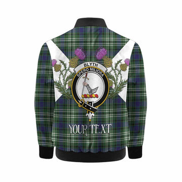 Blyth Tartan Family Crest Kid Bomber Jacket Scottish Burns Night Thistle Floral