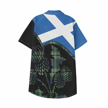 Blyth Tartan Family Crest Kid Hawaiian Shirt Scotland Thistle Floral Flag Style