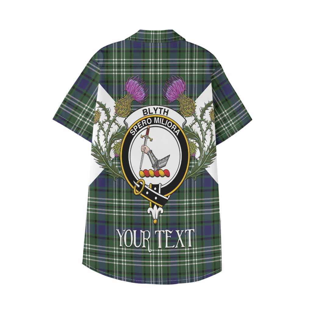 Blyth Tartan Family Crest Kid Hawaiian Shirt Scottish Burns Night Thistle Floral