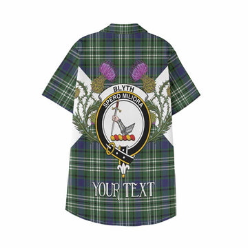 Blyth Tartan Family Crest Kid Hawaiian Shirt Scottish Burns Night Thistle Floral