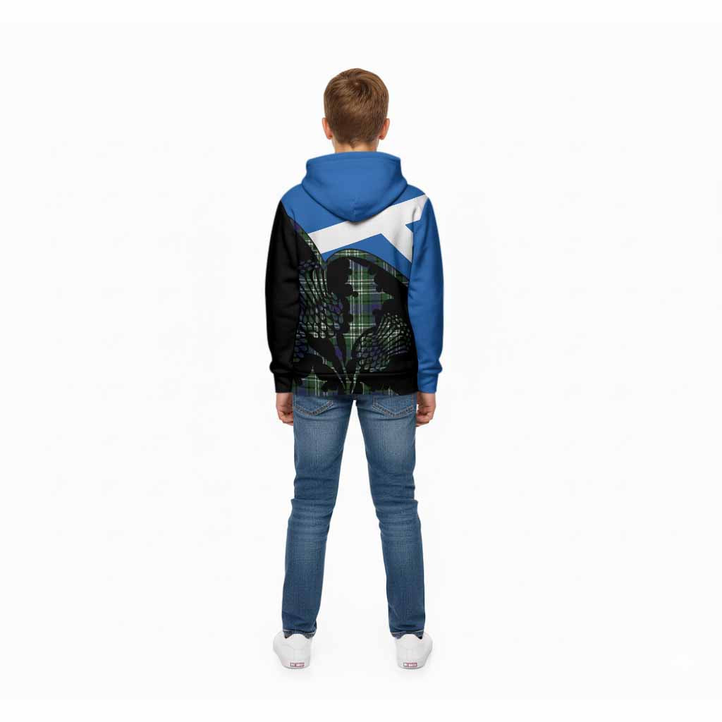 Blyth Tartan Family Crest Kid Hoodie Scotland Thistle Floral Flag Style