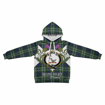 Blyth Tartan Family Crest Kid Hoodie Scottish Burns Night Thistle Floral