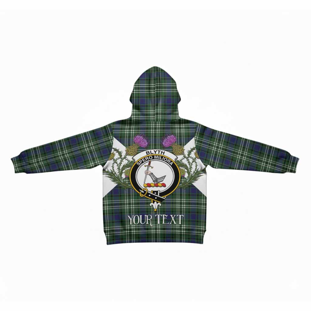 Blyth Tartan Family Crest Kid Hoodie Scottish Burns Night Thistle Floral
