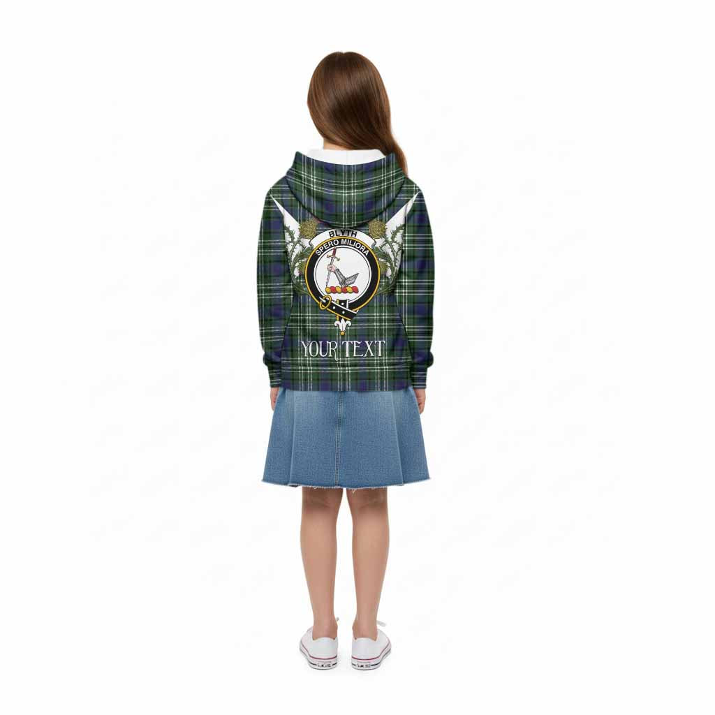 Blyth Tartan Family Crest Kid Hoodie Scottish Burns Night Thistle Floral