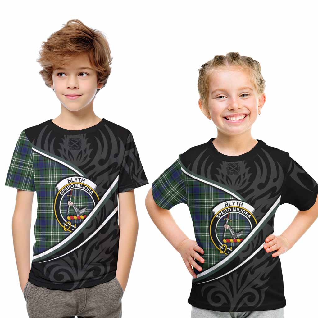 Blyth Tartan Family Crest Kid T-shirt Celtic Scottish Thistle Floral - Tartan Vibes Clothing