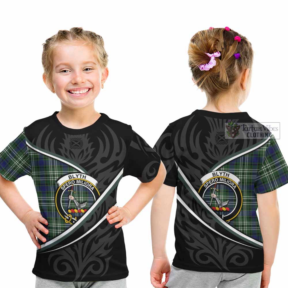 Blyth Tartan Family Crest Kid T-shirt Celtic Scottish Thistle Floral - Tartan Vibes Clothing