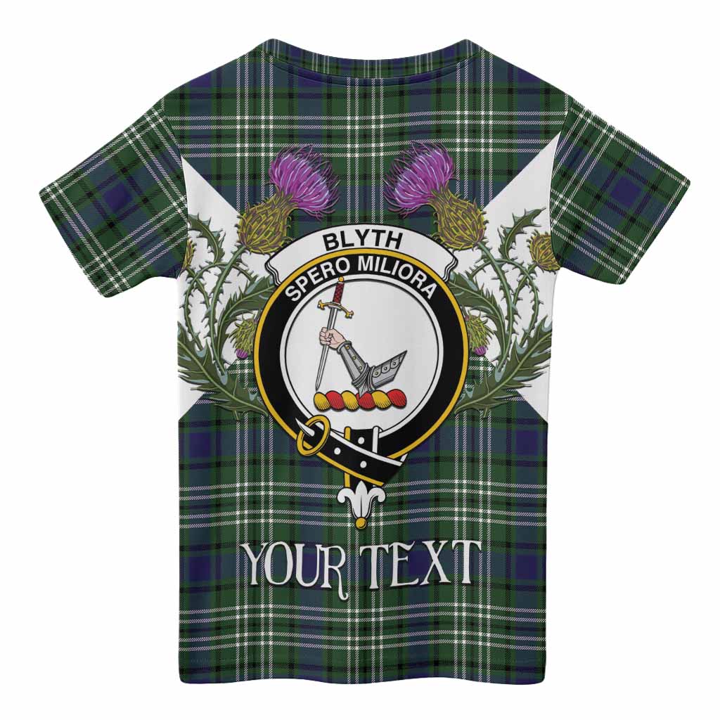 Blyth Tartan Family Crest Kid T-shirt Scottish Burns Night Thistle Floral