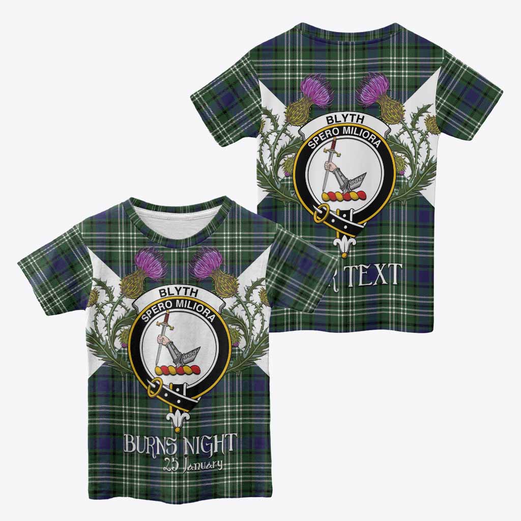 Blyth Tartan Family Crest Kid T-shirt Scottish Burns Night Thistle Floral