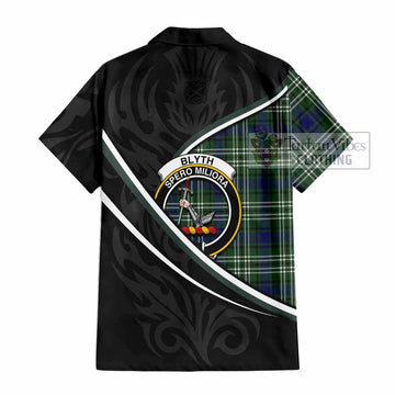 Blyth Tartan Family Crest Short Sleeve Button Shirt Celtic Scottish Thistle Floral - Tartan Vibes Clothing
