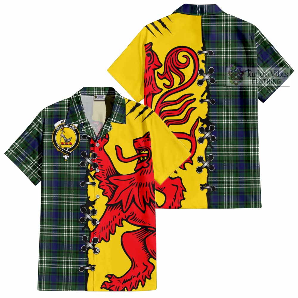 Blyth Tartan Family Crest Short Sleeve Button Shirt Lion Rampant Honor - Tartan Vibes Clothing