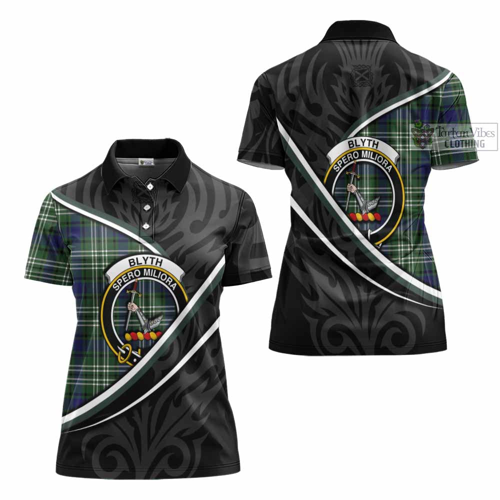 Blyth Tartan Family Crest Women's Polo Shirt Celtic Scottish Thistle Floral - Tartan Vibes Clothing
