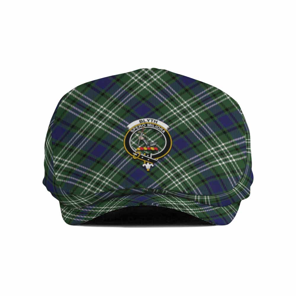 Blyth Tartan Flat Cap, Jeff Cap Cross Style with Family Crest - Tartan Vibes Clothing