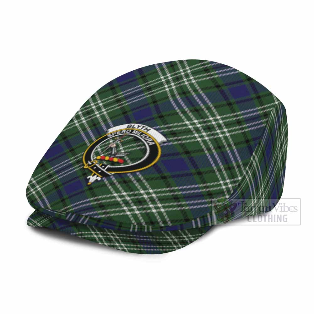 Blyth Tartan Flat Cap, Jeff Cap Cross Style with Family Crest - Tartan Vibes Clothing