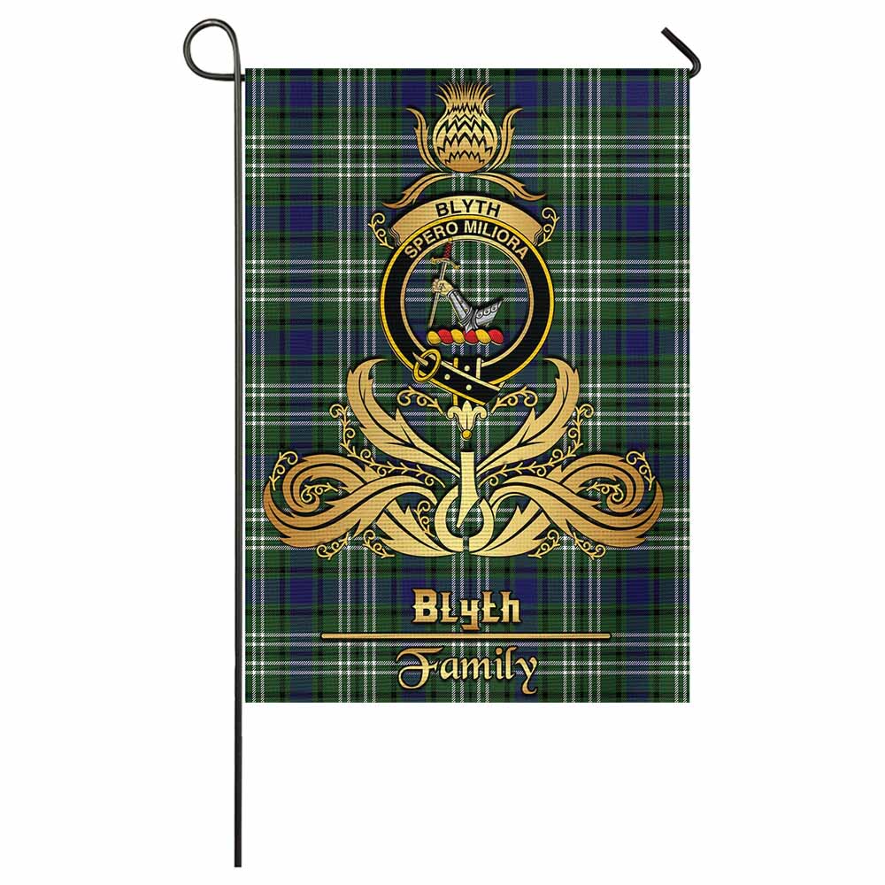 Blyth Tartan Garden Flag with Highland Thistle Cherish Family Crest Style - Tartan Vibes Clothing
