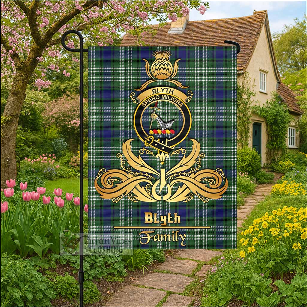 Blyth Tartan Garden Flag with Highland Thistle Cherish Family Crest Style - Tartan Vibes Clothing