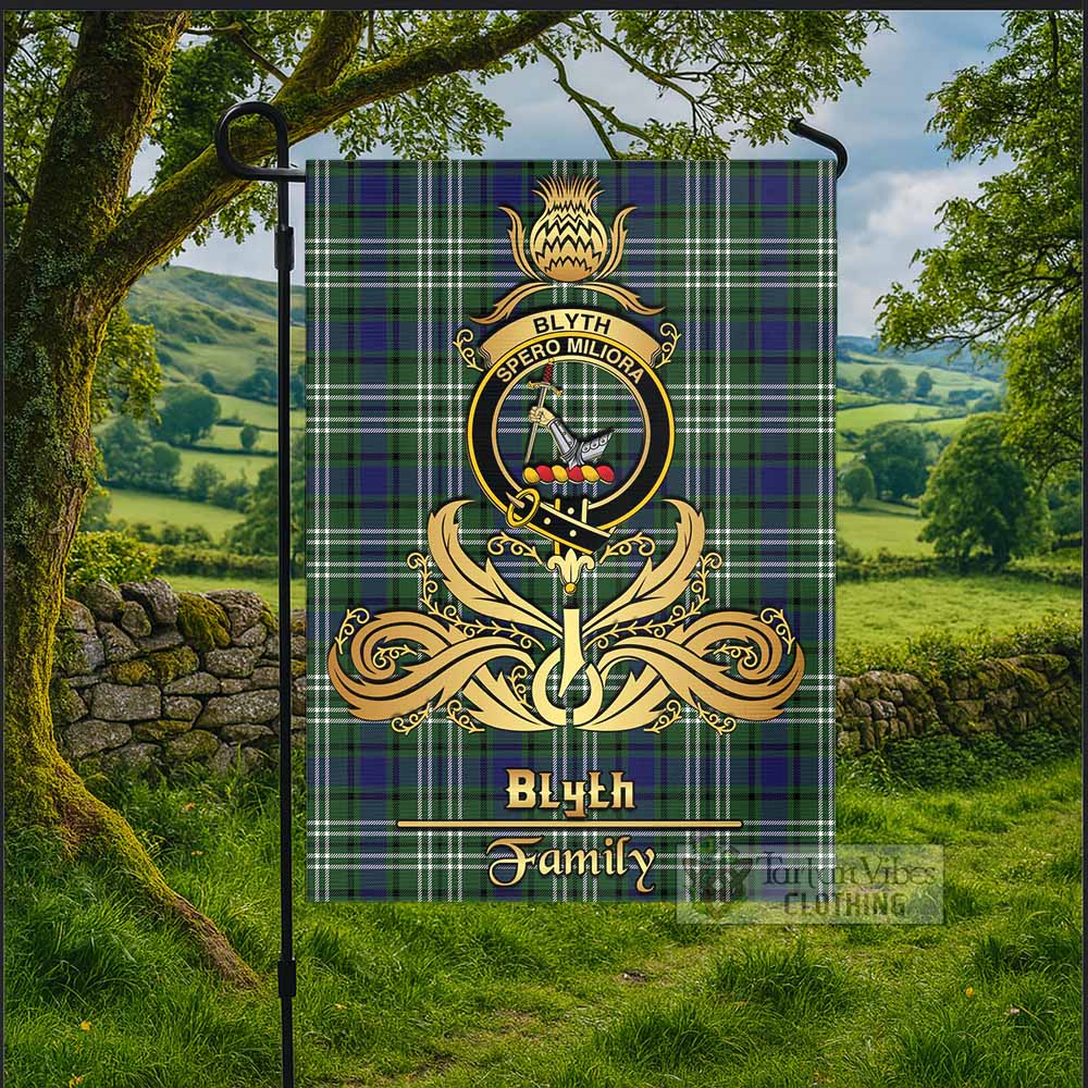 Blyth Tartan Garden Flag with Highland Thistle Cherish Family Crest Style - Tartan Vibes Clothing