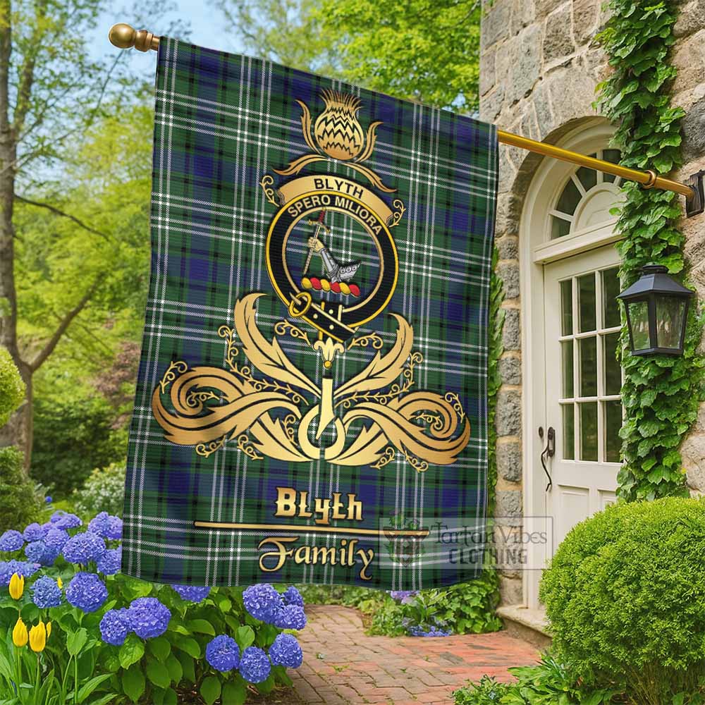Blyth Tartan Garden Flag with Highland Thistle Cherish Family Crest Style - Tartan Vibes Clothing