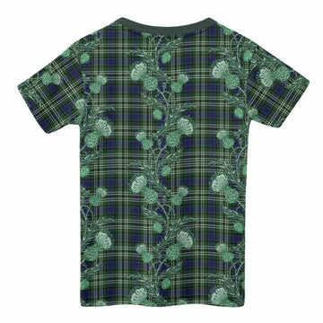 Blyth Tartan Kid T-shirt Seamless Scottish Thistle Flowers