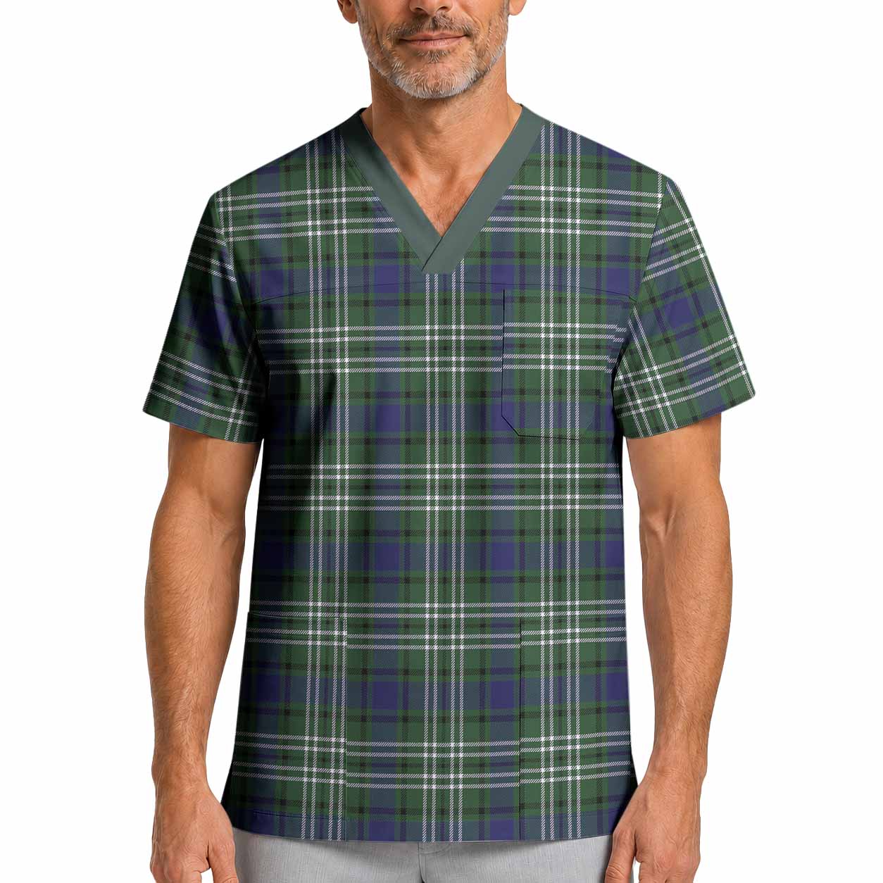 Blyth Tartan Scrub Top XL - Tartan Vibes Clothing