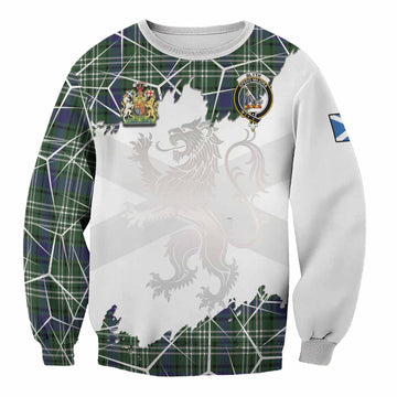 Blyth Tartan Sweatshirt with Family Crest and Lion Rampant Grunge Style