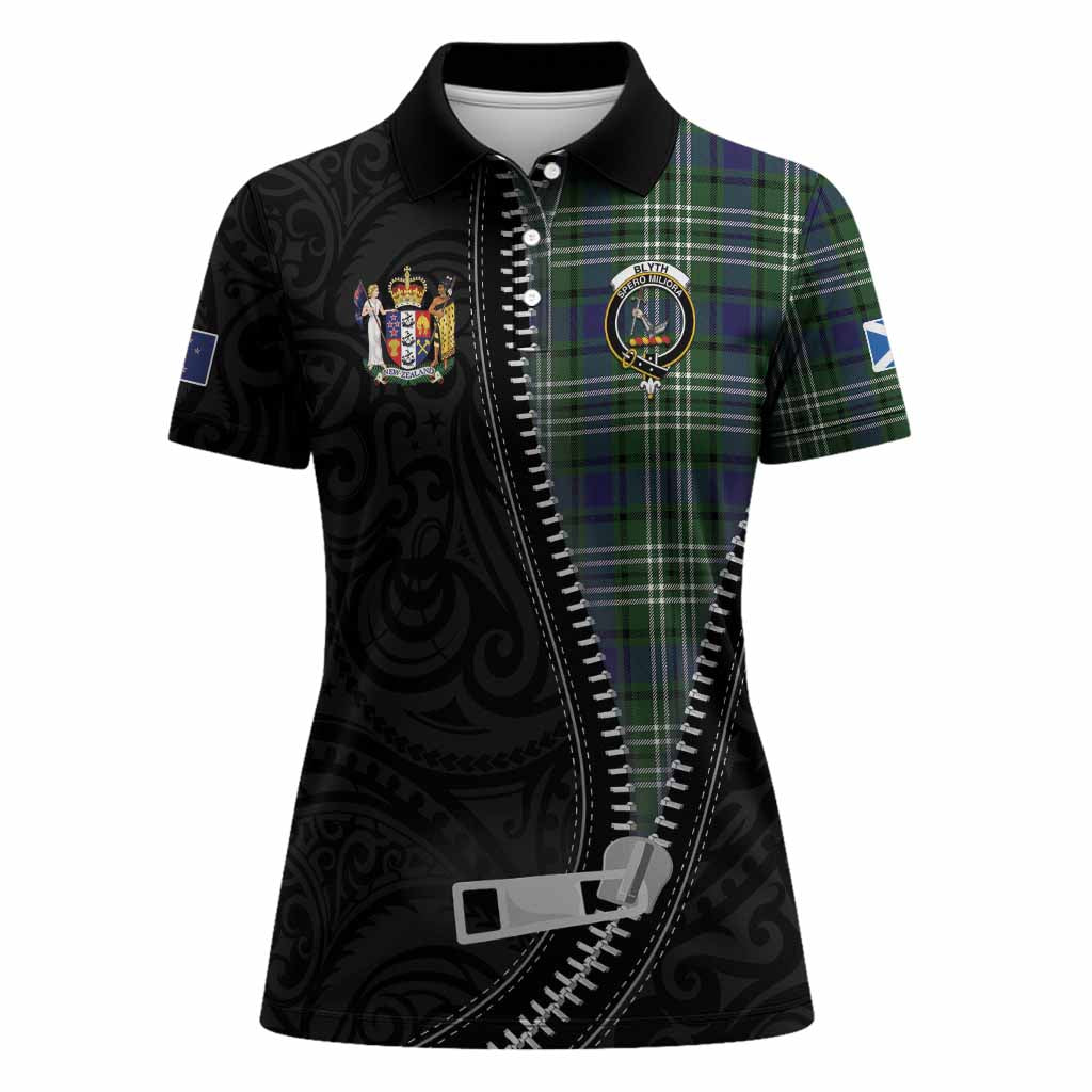 Blyth Tartan Women Polo Shirt New Zealand Pattern Unique Zipper Stylized