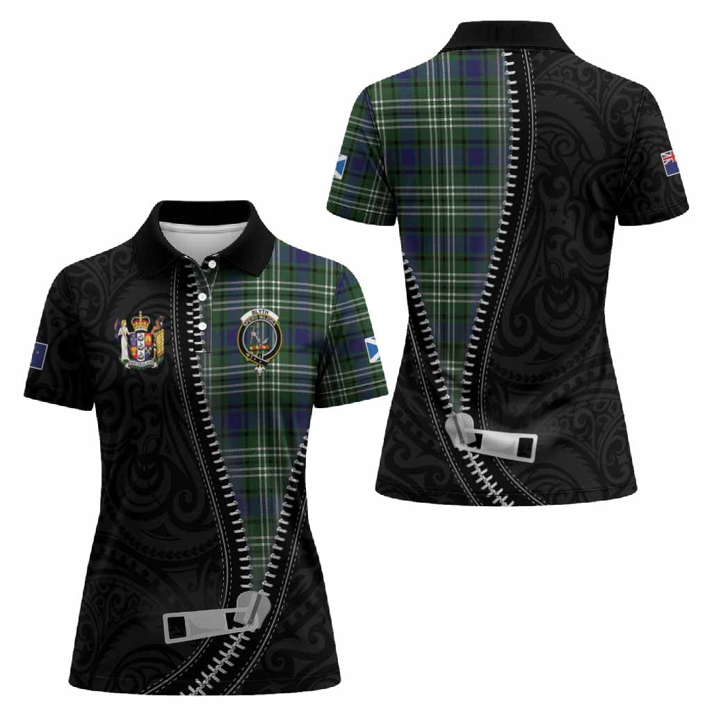 Blyth Tartan Women Polo Shirt New Zealand Pattern Unique Zipper Stylized
