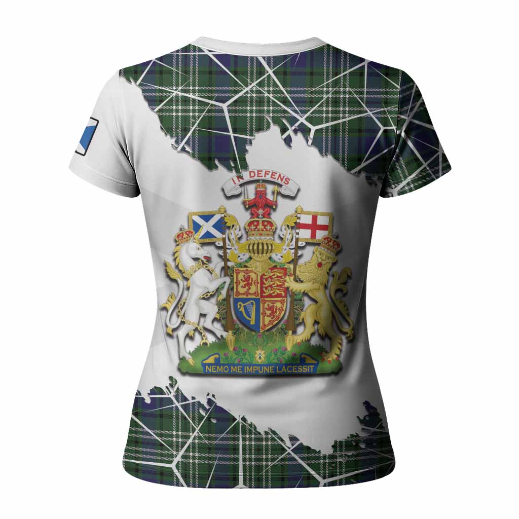 Blyth Tartan Women T shirt with Family Crest and Lion Rampant Grunge Style