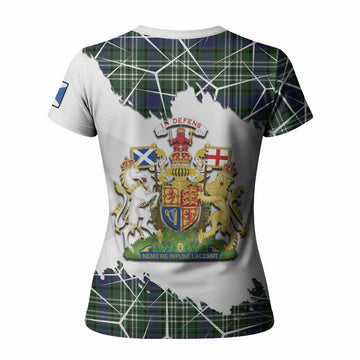 Blyth Tartan Women T shirt with Family Crest and Lion Rampant Grunge Style
