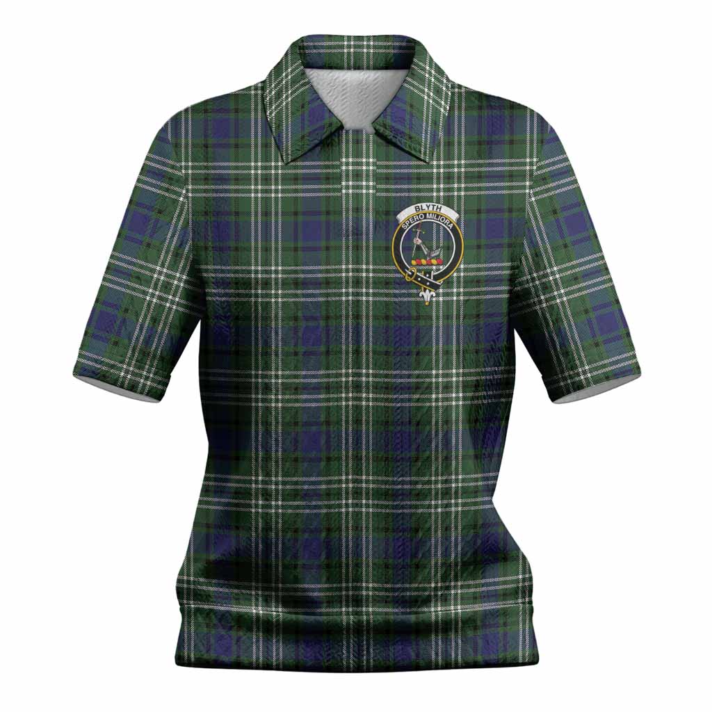 Blyth Tartan Women’s Polo Sweater Top with Family Crest